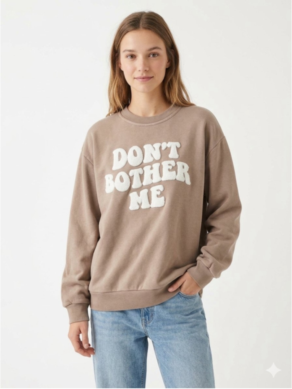 Women's Angel Cult Beige Don't Bother Me Graphic Sweatshirt Size Small - 885